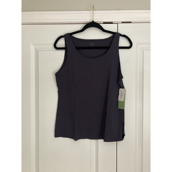 NWT Eileen Fisher Organic Cotton Lycra Twilight Blue Round Neck Tank Top Small - Picture 1 of 9